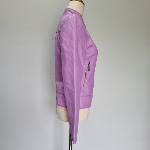 L'Aurore Purple Leather Moto Jacket Vintage 90s Made in Australia Size XS-S - Picture 4 of 11